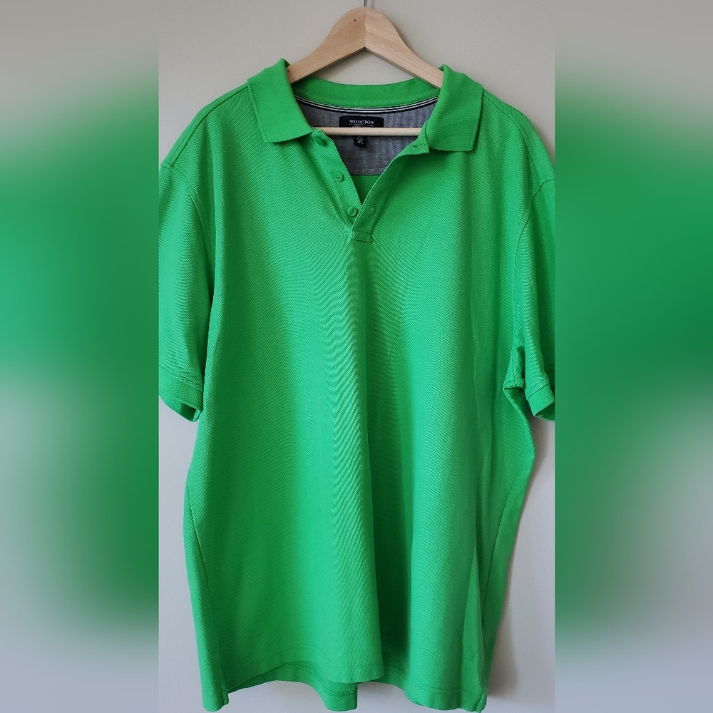 Nordstrom Men's Shop Green Golf Polo in Excellent Condition - XL